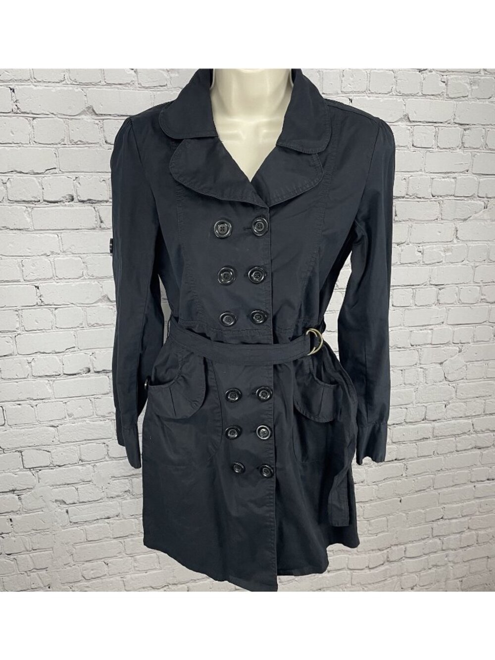 Underground Music Movement Umm Black Cotton Belted Lightweight Italy Jacket M